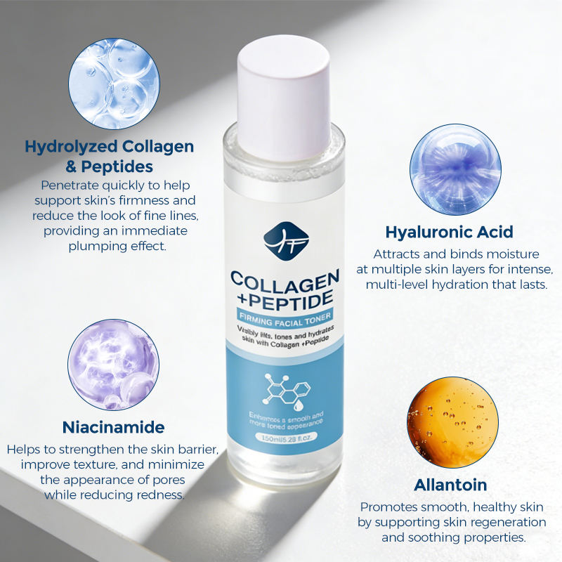 Natural Organic Collagen Peptides Firming Toner Refreshing Moisturizing Face Skin Toner